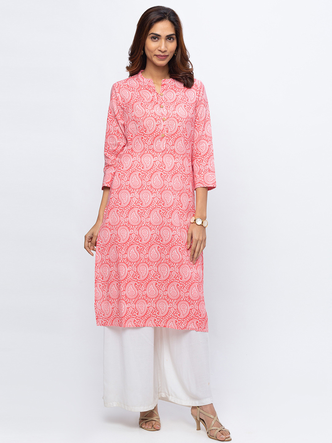 

ZOLA Women Pink & White Ethnic Motifs Printed Kurta