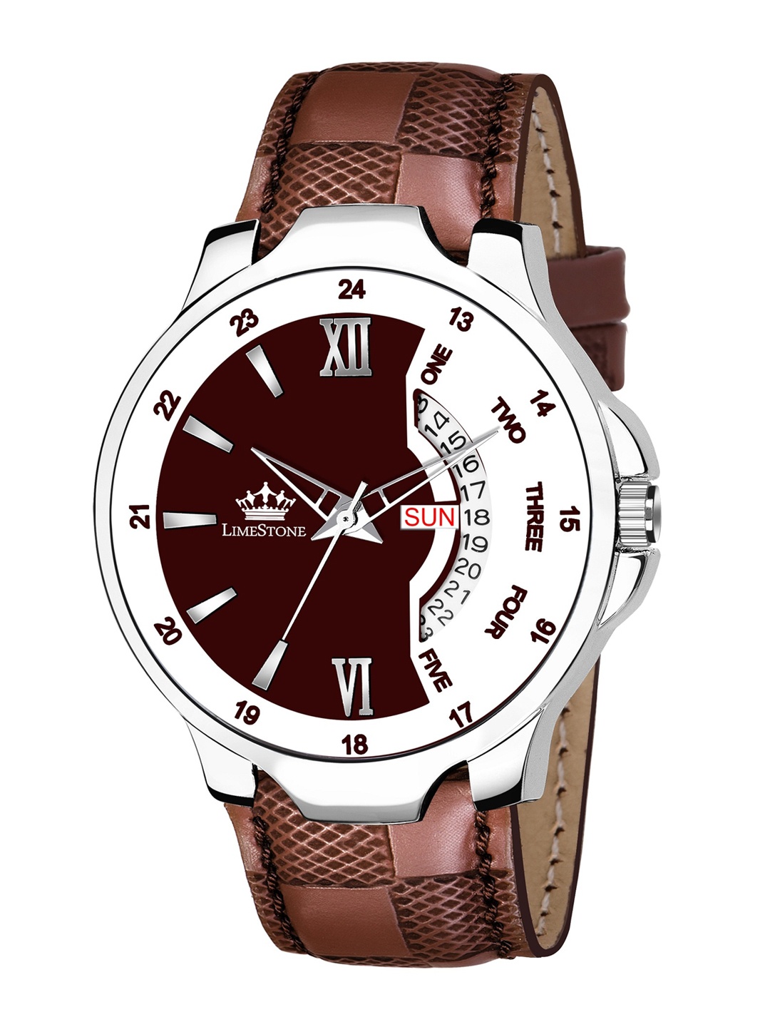 

LIMESTONE Men Brown Brass Dial & Brown Leather Straps Analogue Watch LS2881