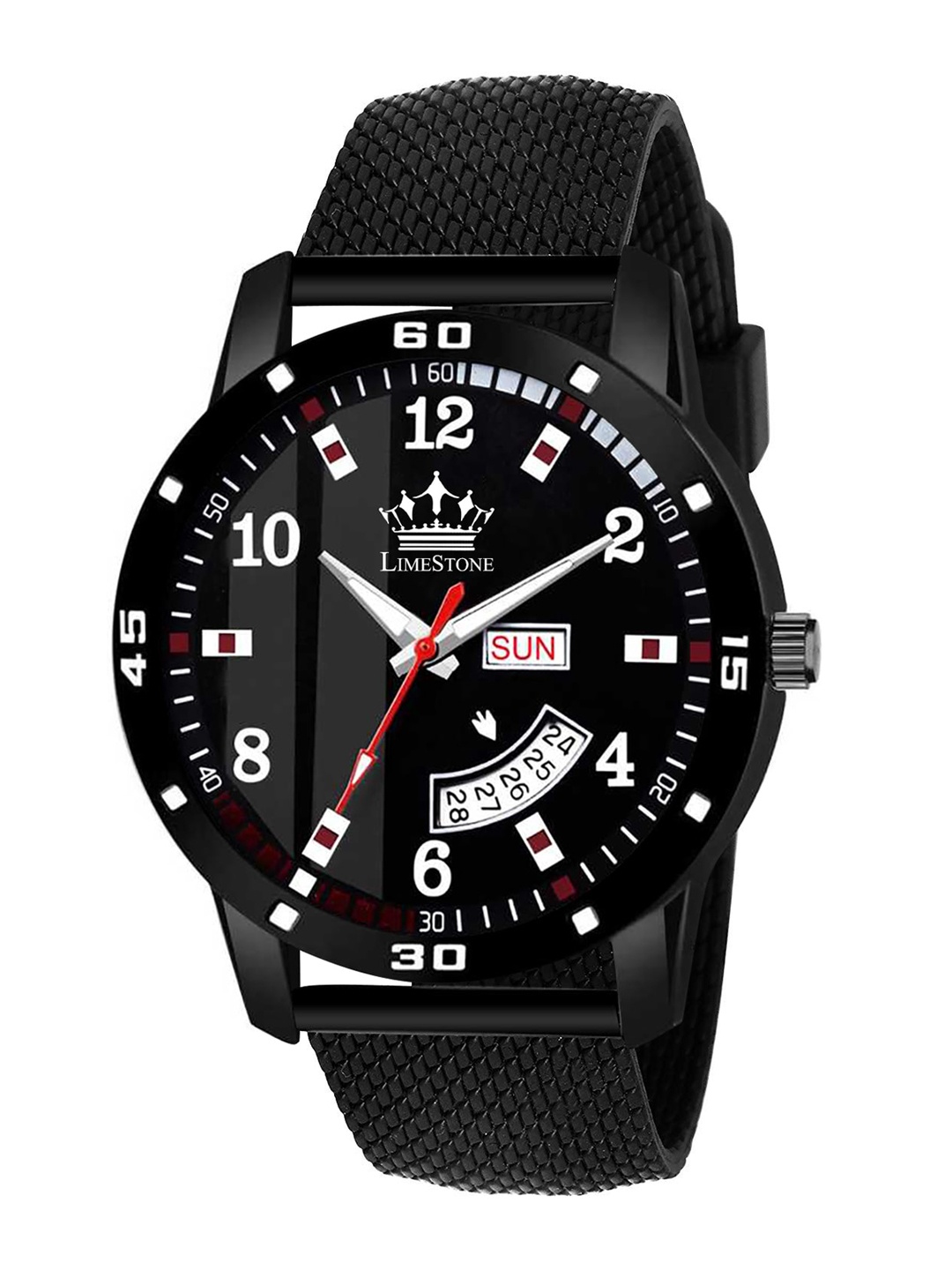 

LIMESTONE Men Black Brass Printed Dial & Black Straps Analogue Watch LS2803