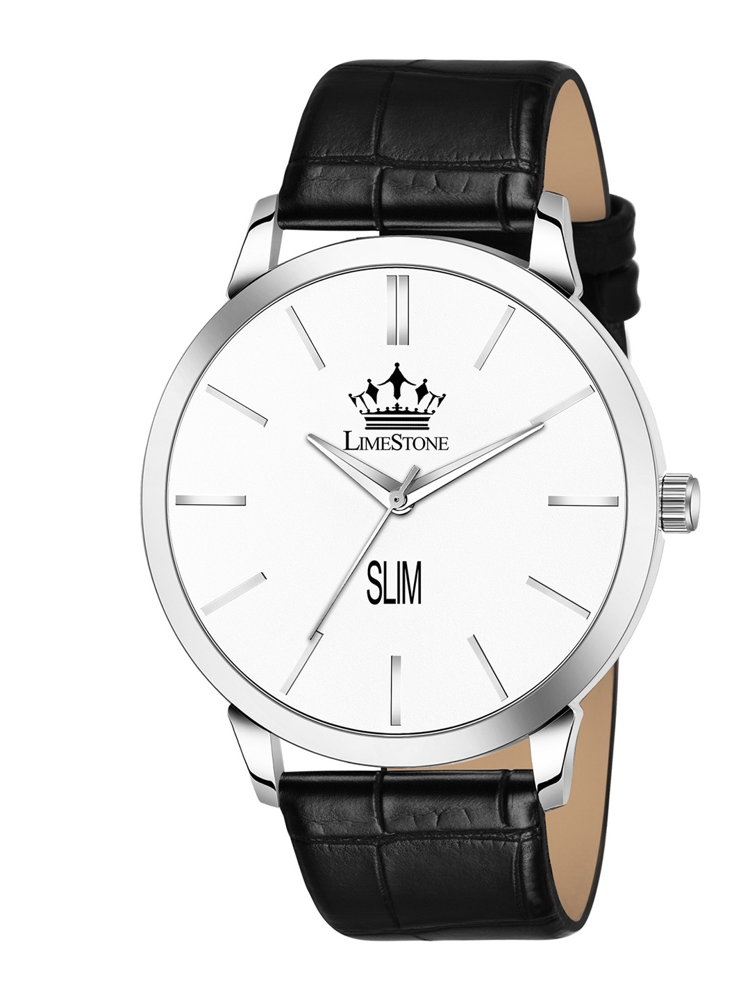 

LIMESTONE Men White Brass Dial & Black Leather Straps Analogue Watch LS2988