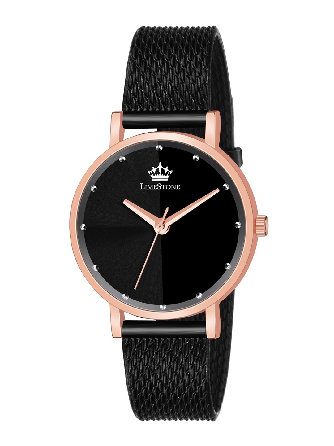 

LIMESTONE Men Black Brass Solid Dial & Black Straps Analogue Watch LS1362
