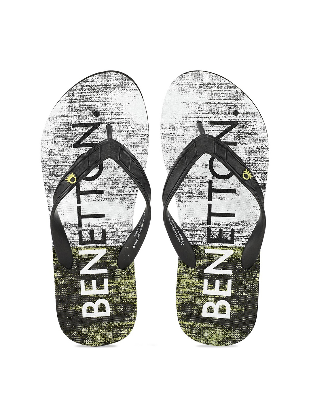 

United Colors of Benetton Men Black & Multicoloured Printed Rubber Thong Flip-Flops