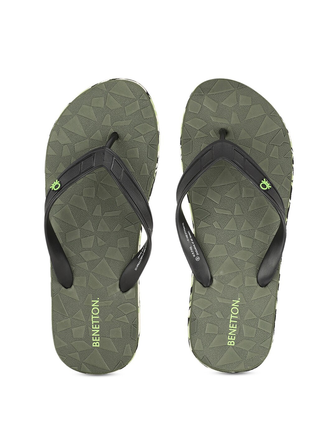 

United Colors of Benetton Men Olive Green & Black Rubber Thong Flip-Flops