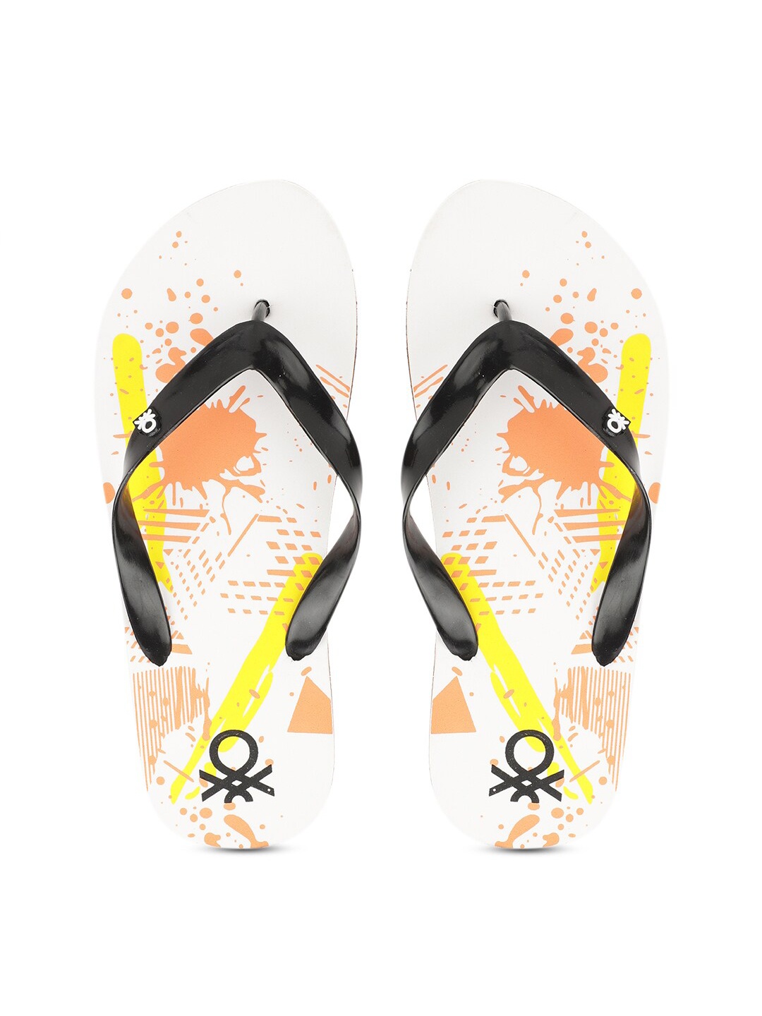 

United Colors of Benetton Men Orange & White Printed Rubber Thong Flip-Flops