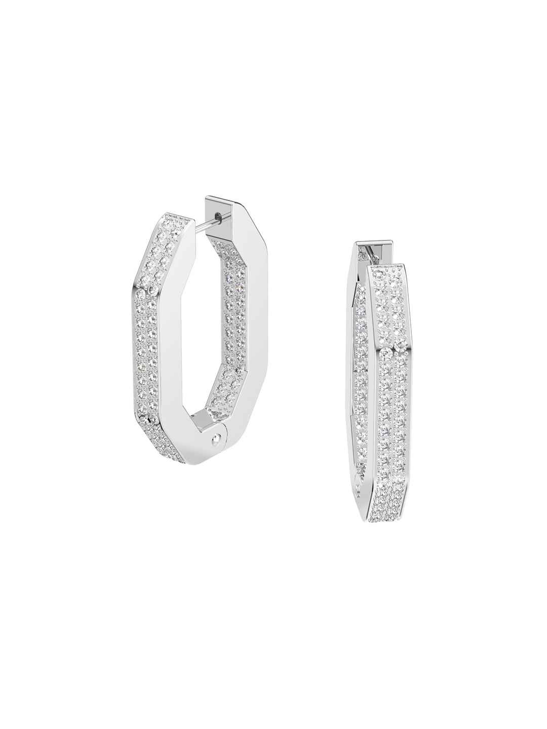 

SWAROVSKI Rhodium-Plated Octagonal Dextera Hoop Earrings, Silver