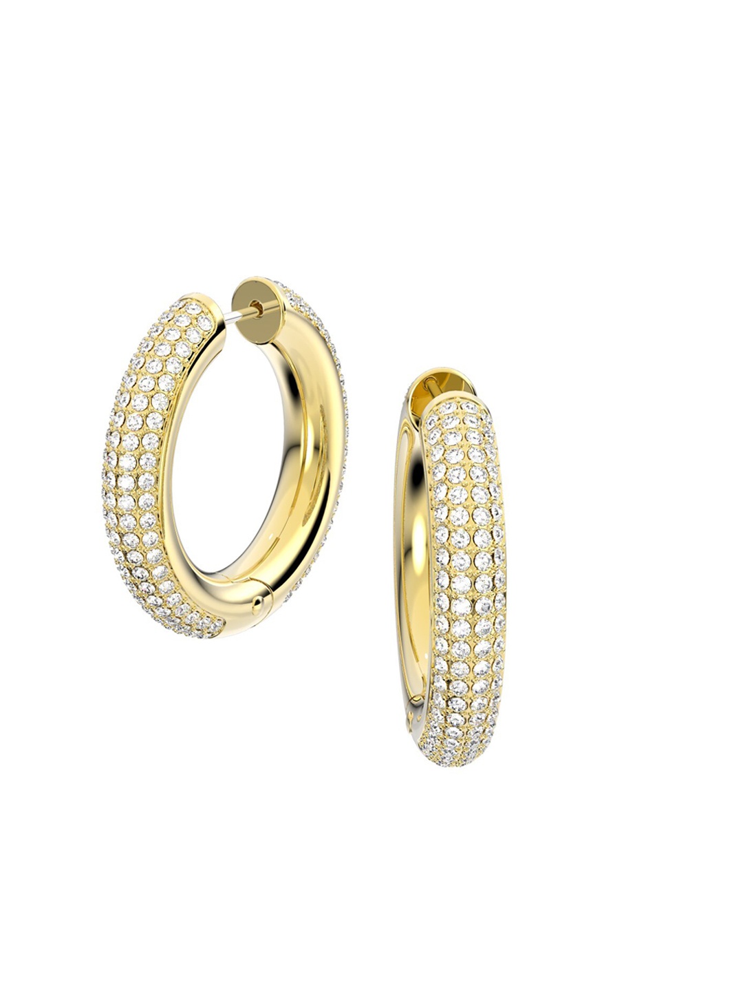 

SWAROVSKI Women Rhodium-Plated Gold-Toned Dextera Hoop Earrings