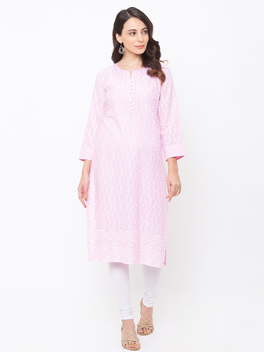 

ZOLA Women Pink Ethnic Motifs Embroidered Chikankari Kurta