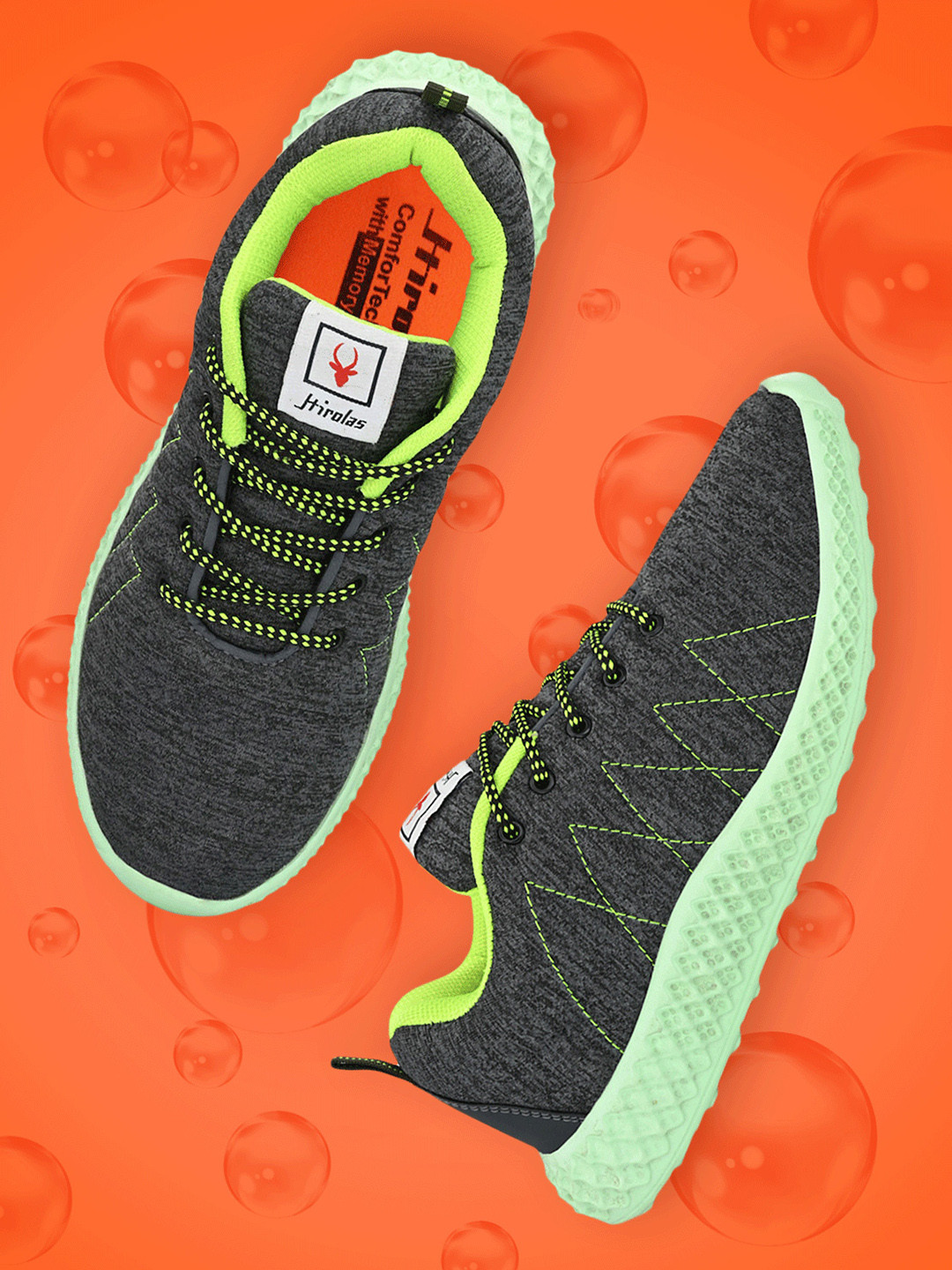 

HIROLAS Men Grey & Green Running Shoes