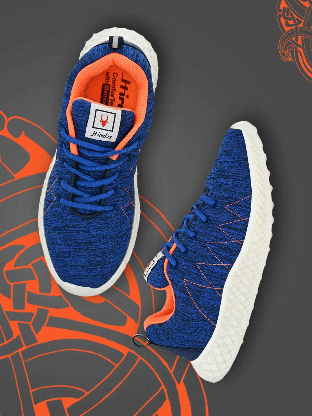 

HIROLAS Men Blue & Orange Mesh Regular Running Shoes