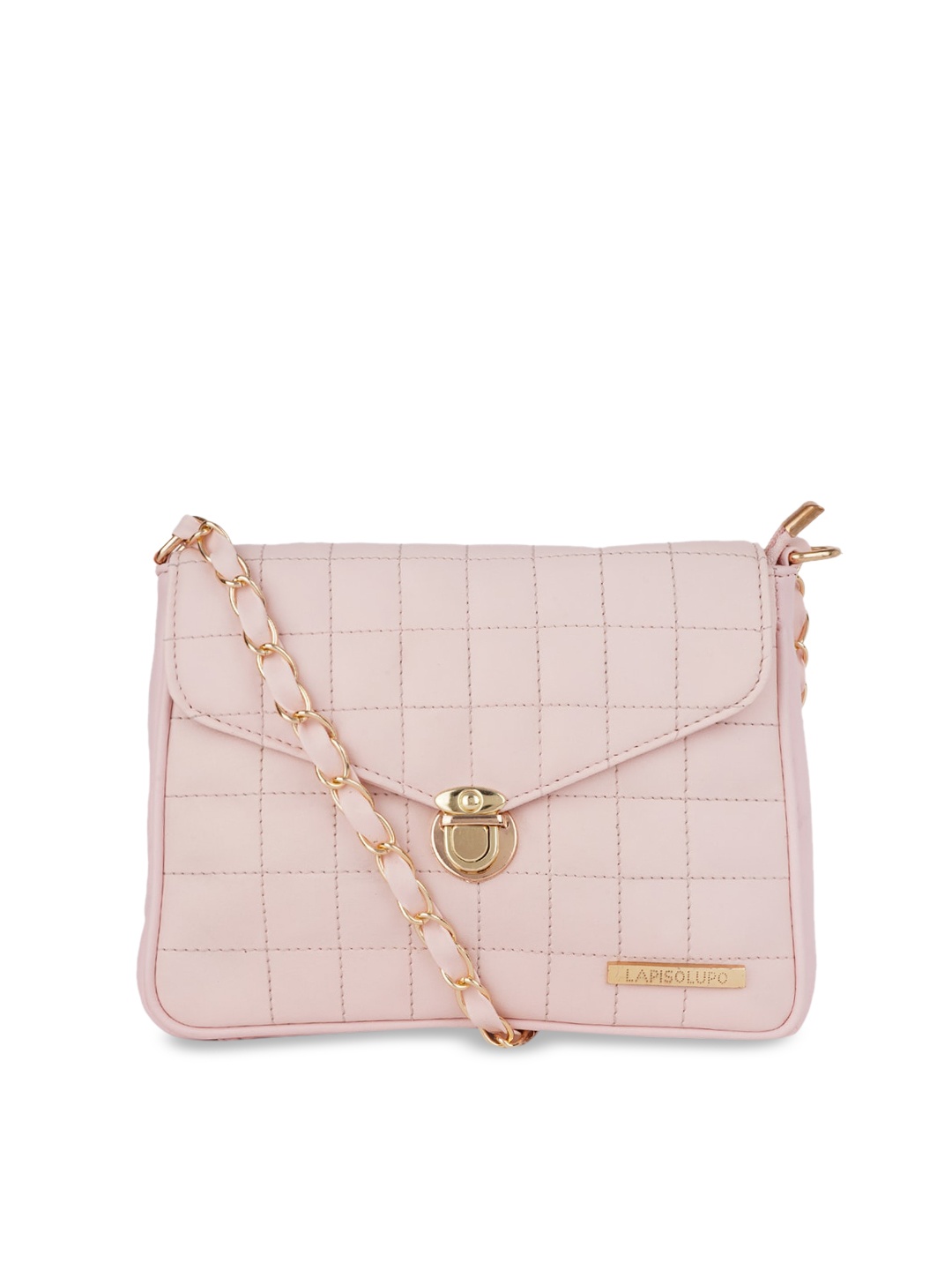 

Lapis O Lupo Pink Checked Structured Sling Bag with Quilted