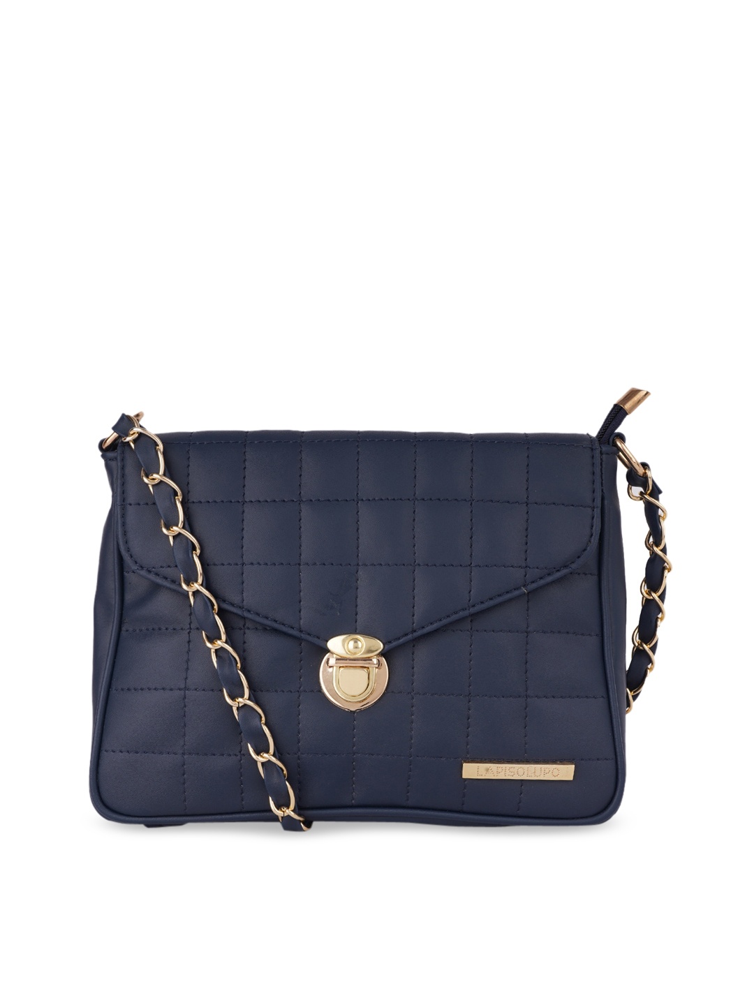 

Lapis O Lupo Blue Geometric Structured Sling Bag with Quilted