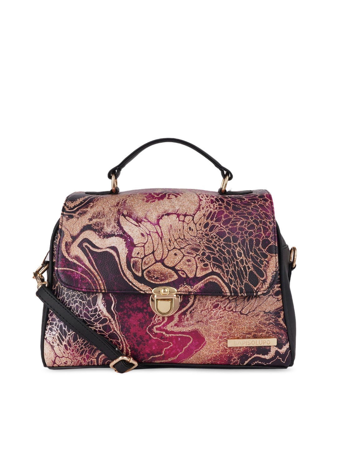 

Lapis O Lupo Black Textured Structured Satchel