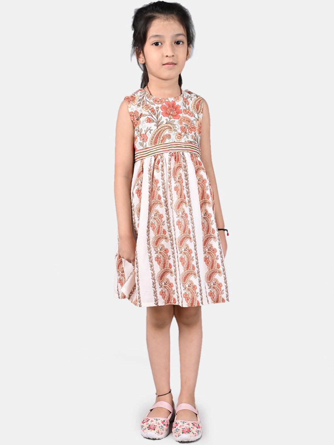 

ESME White & Red Ethnic Motifs Cotton Dress