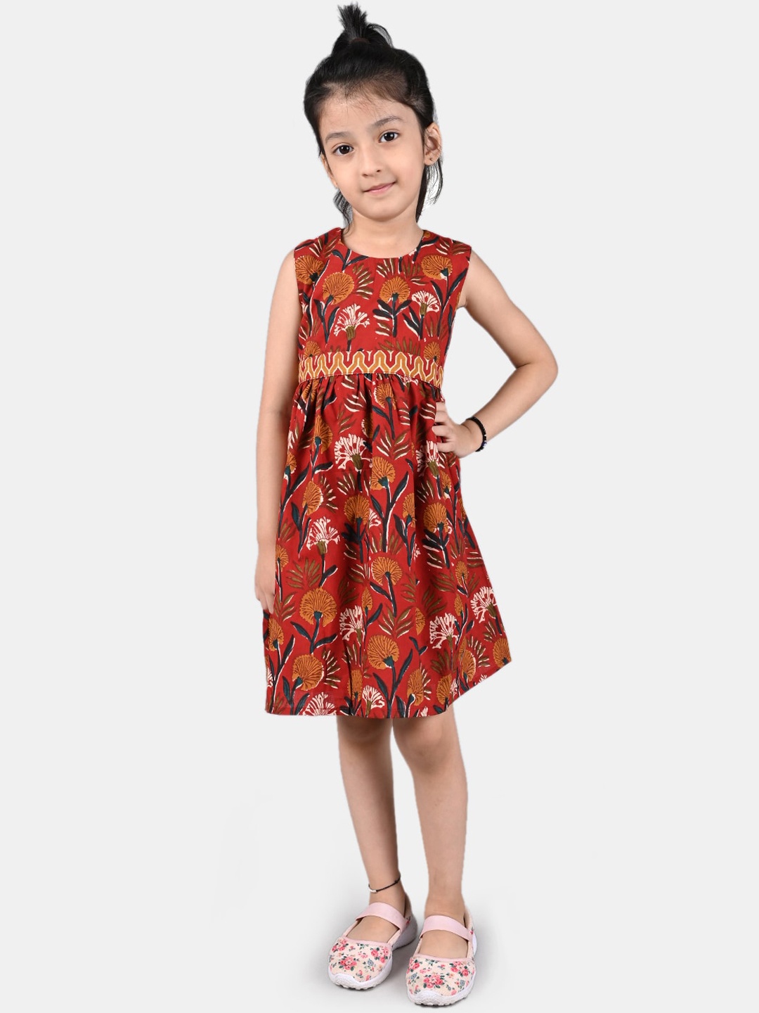 

ESME Red Floral A-Line Dress
