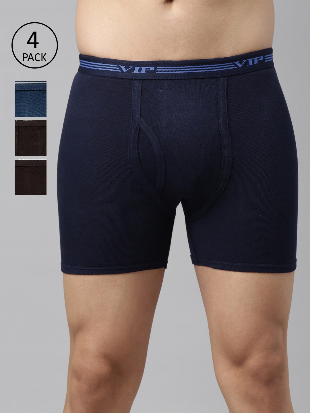 

VIP Men Pack Of 4 Assorted Solid Pure Cotton Trunks ADVANTAPO4_80