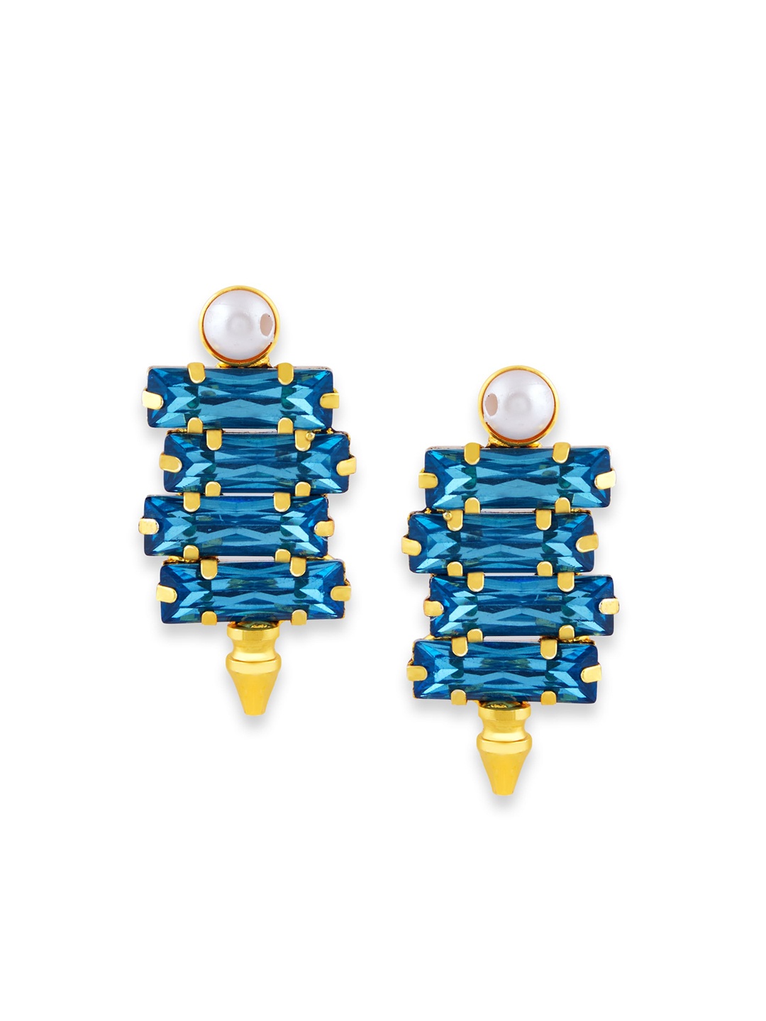 

Zaveri Pearls Turquoise Blue Gold Plated Contemporary Drop Earrings