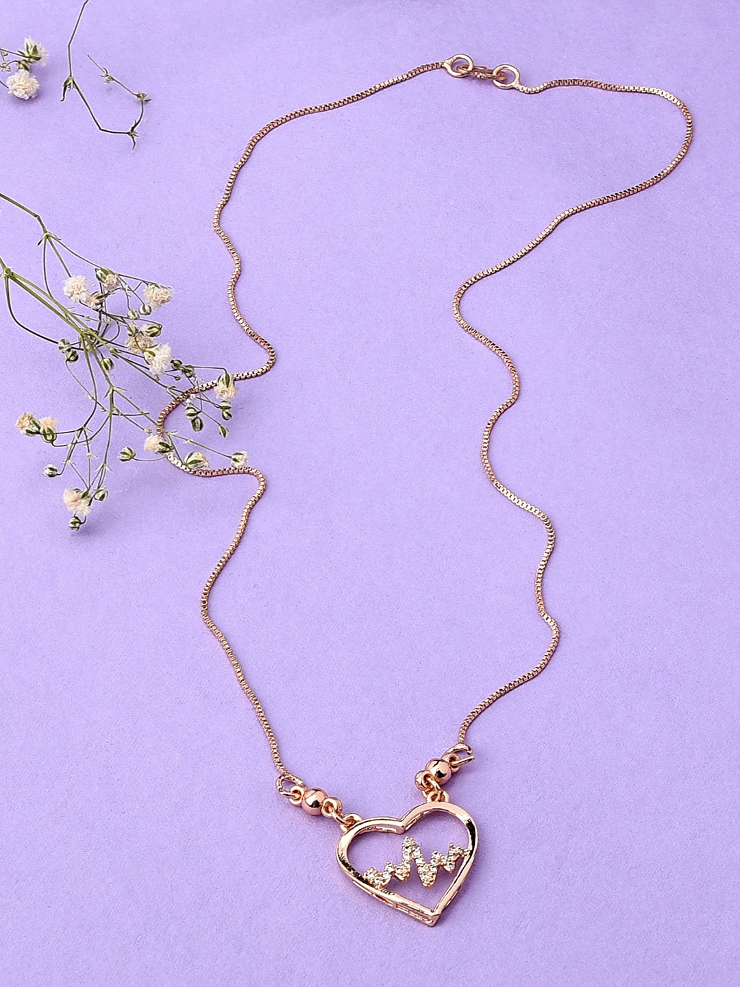 

Zaveri Pearls Women Rose Gold & White Brass Rose Gold-Plated Necklace