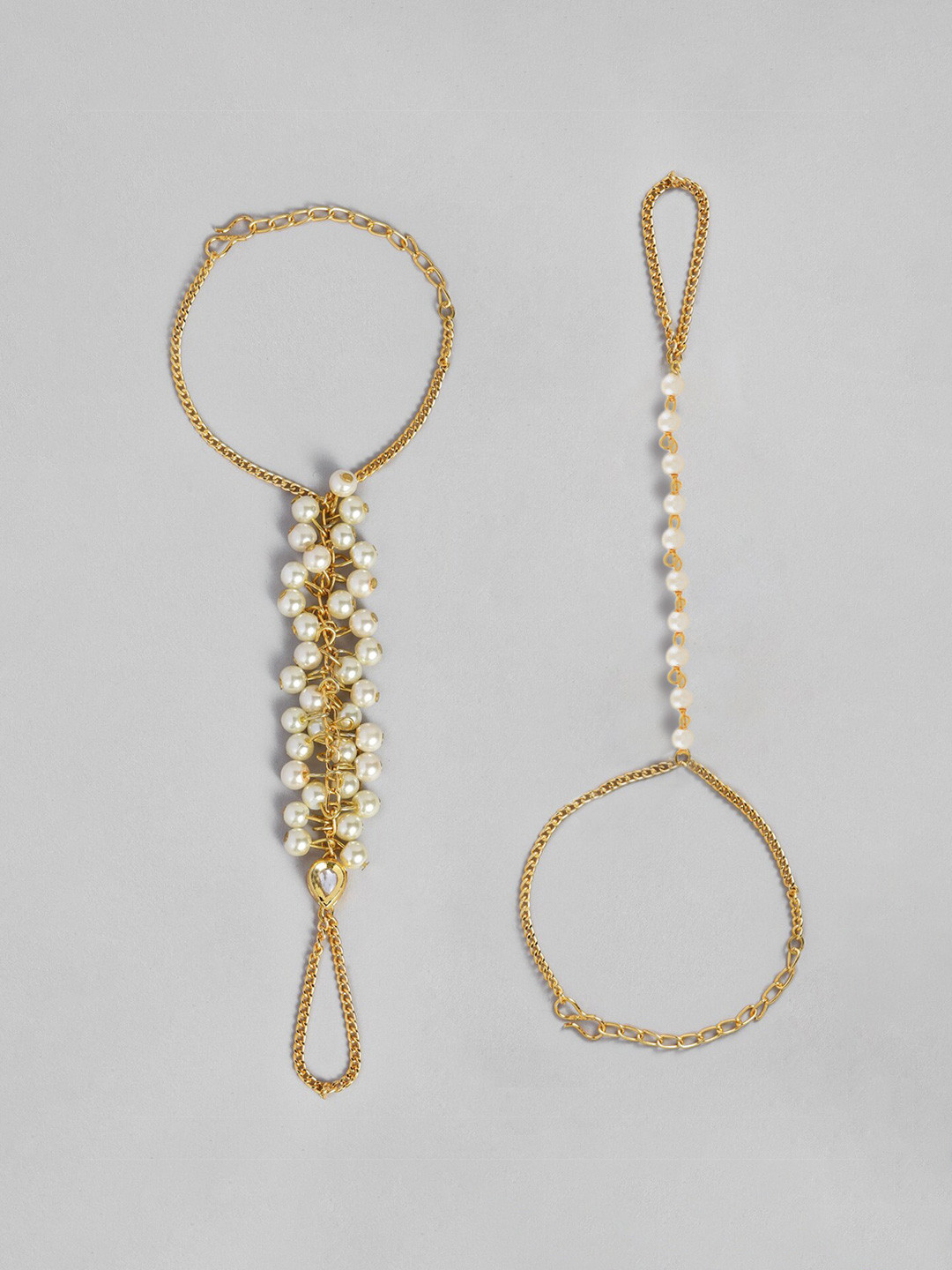 

AMI Women Pack of 2 Gold-Toned & White Alloy Gold-Plated Ring Bracelets