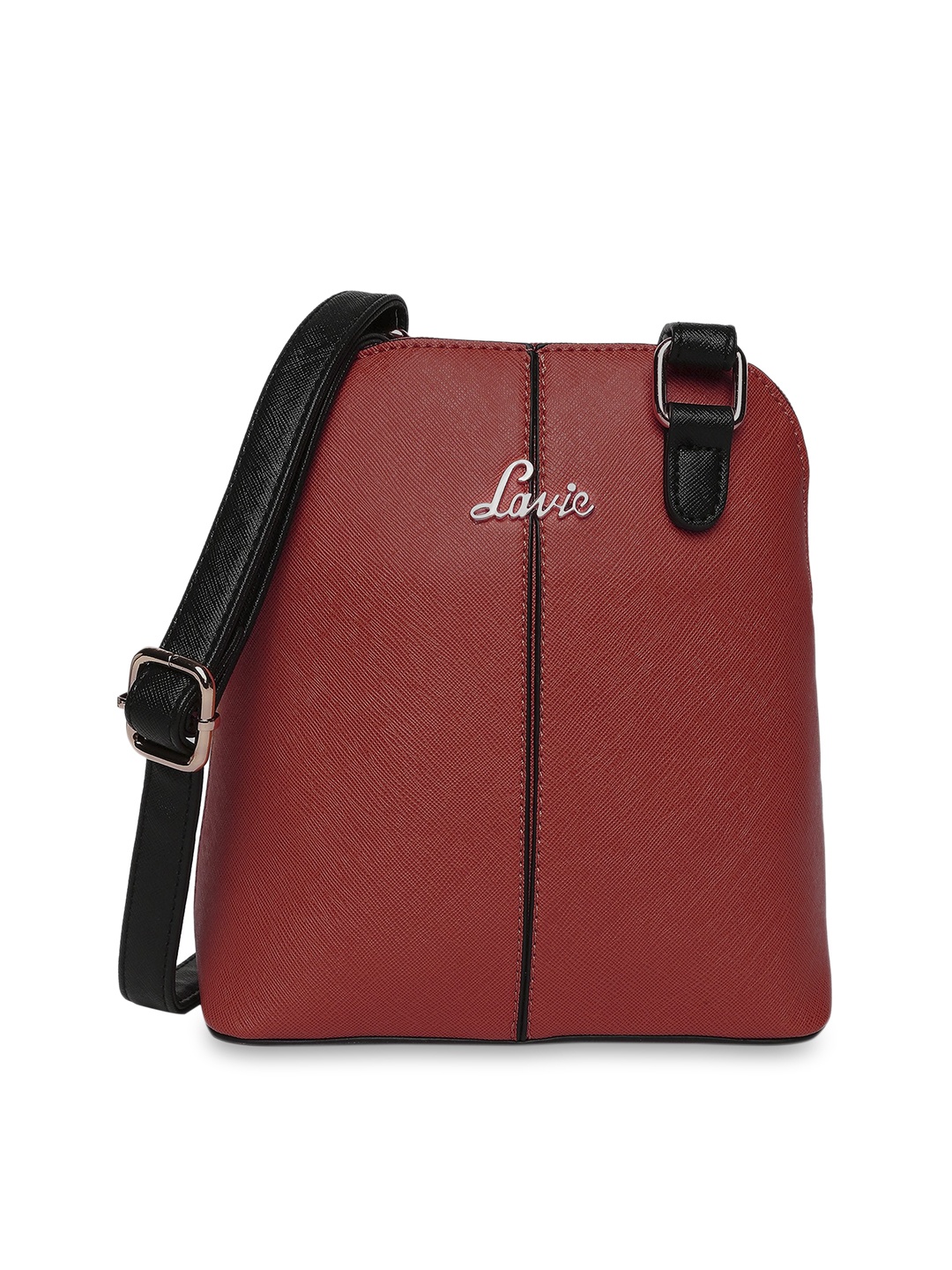 

Lavie Spine Red Structured Vertical Dome Sling Bag