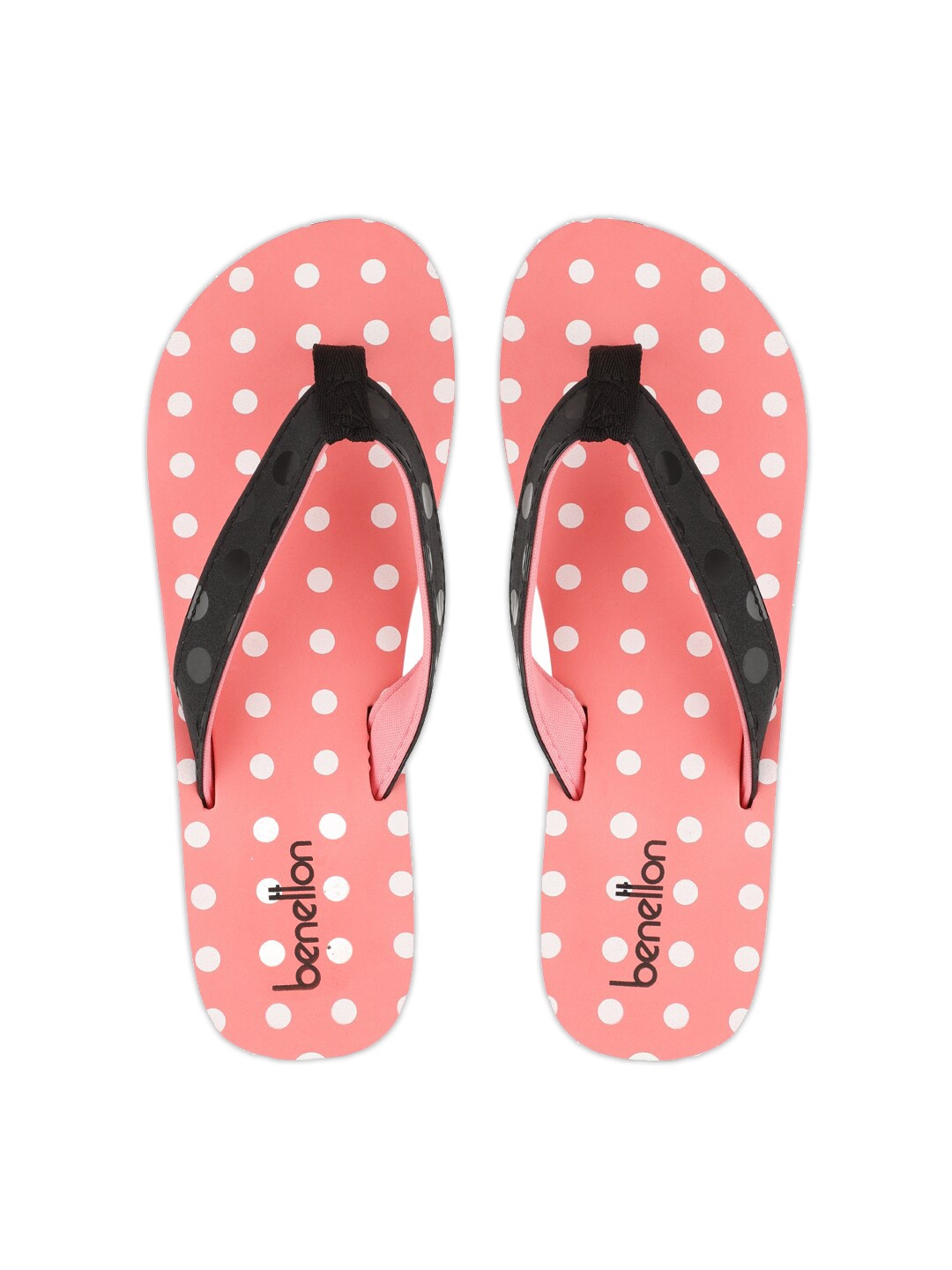 

United Colors of Benetton Women Coral Printed Rubber Thong Flip-Flops