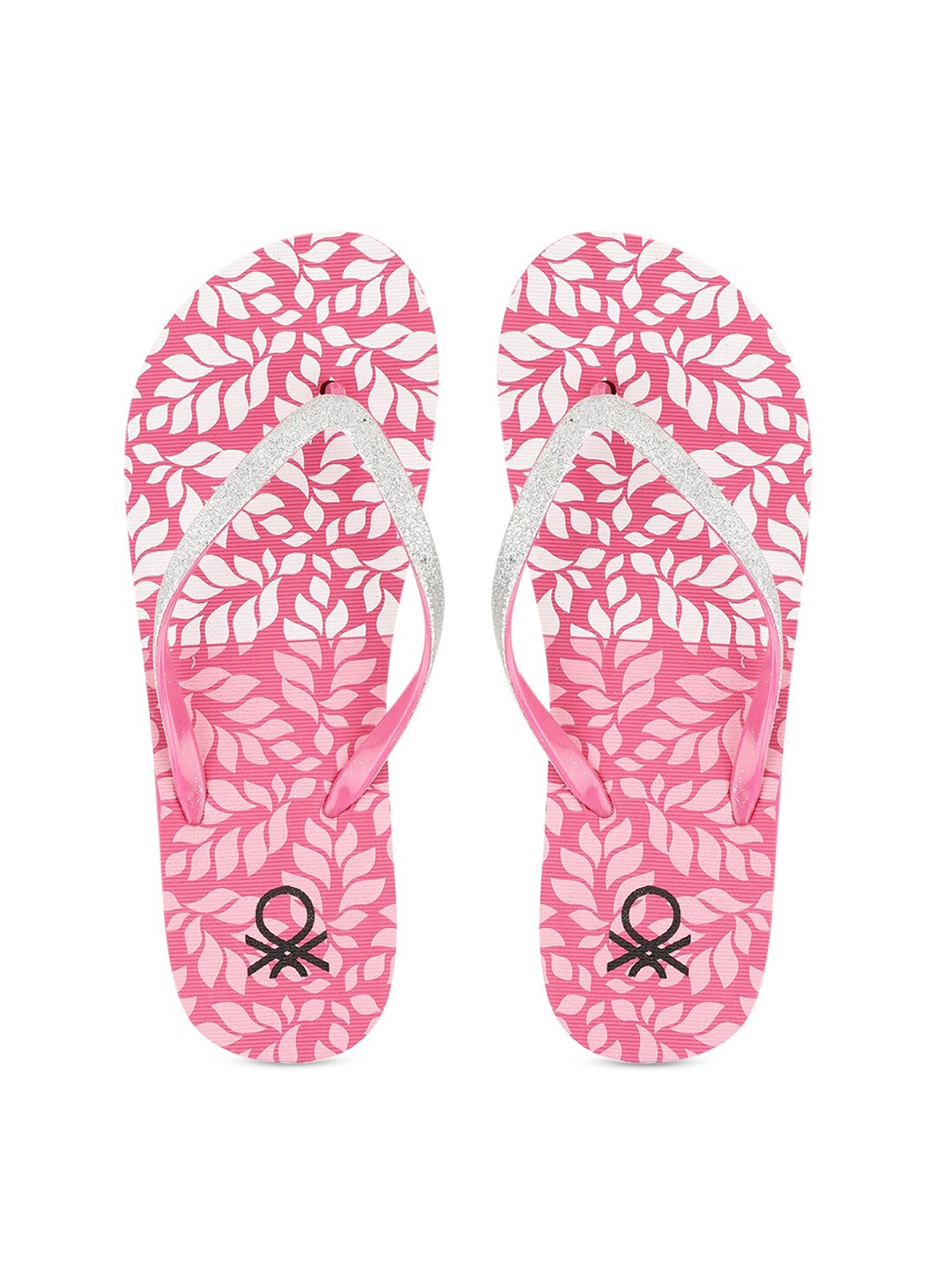 

United Colors of Benetton Women Pink & White Printed Rubber Thong Flip-Flops
