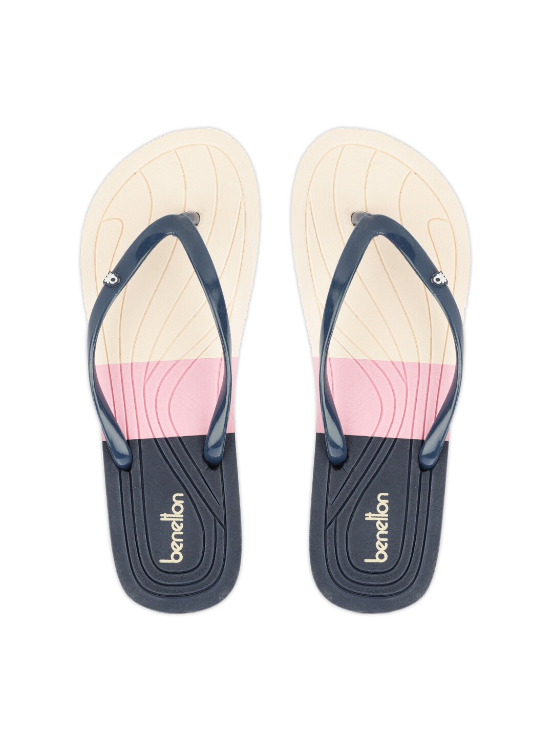 

United Colors of Benetton Women Navy Blue & Peach-Coloured Colourblocked Thong Flip-Flops