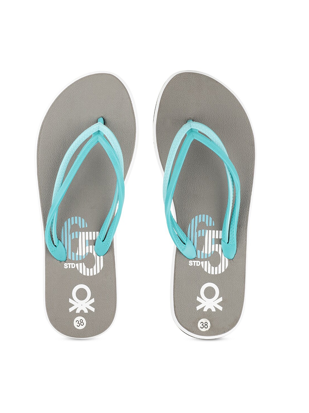 

United Colors of Benetton Men Grey & Blue Flip Flops