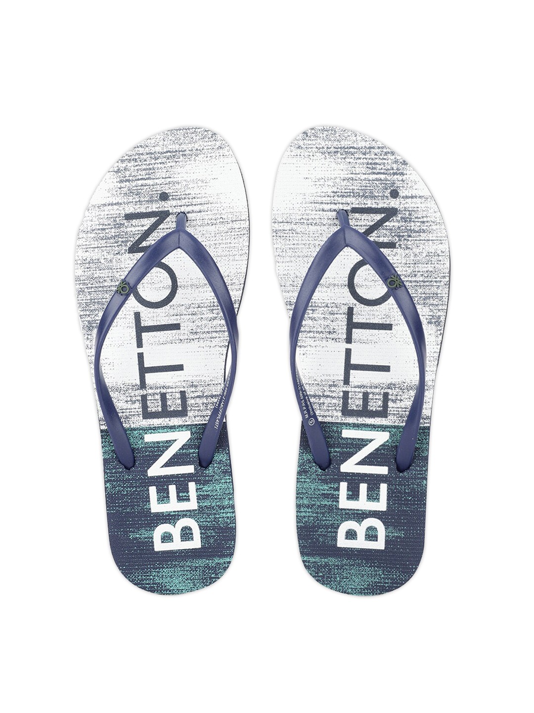 

United Colors of Benetton Women Navy Blue & Green Self Design Thong Flip-Flops