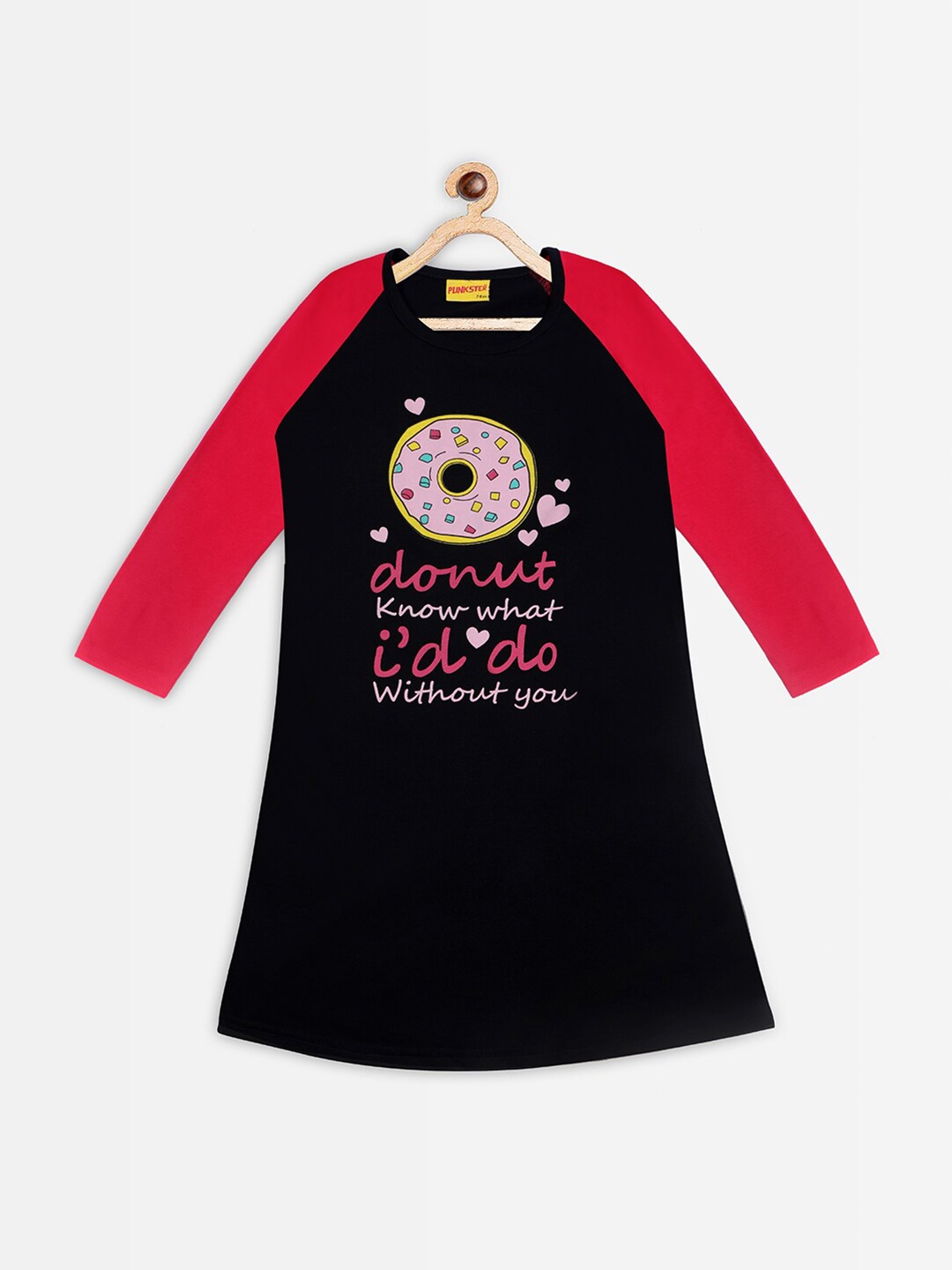 

Punkster Girls Black Printed Sleepshirt