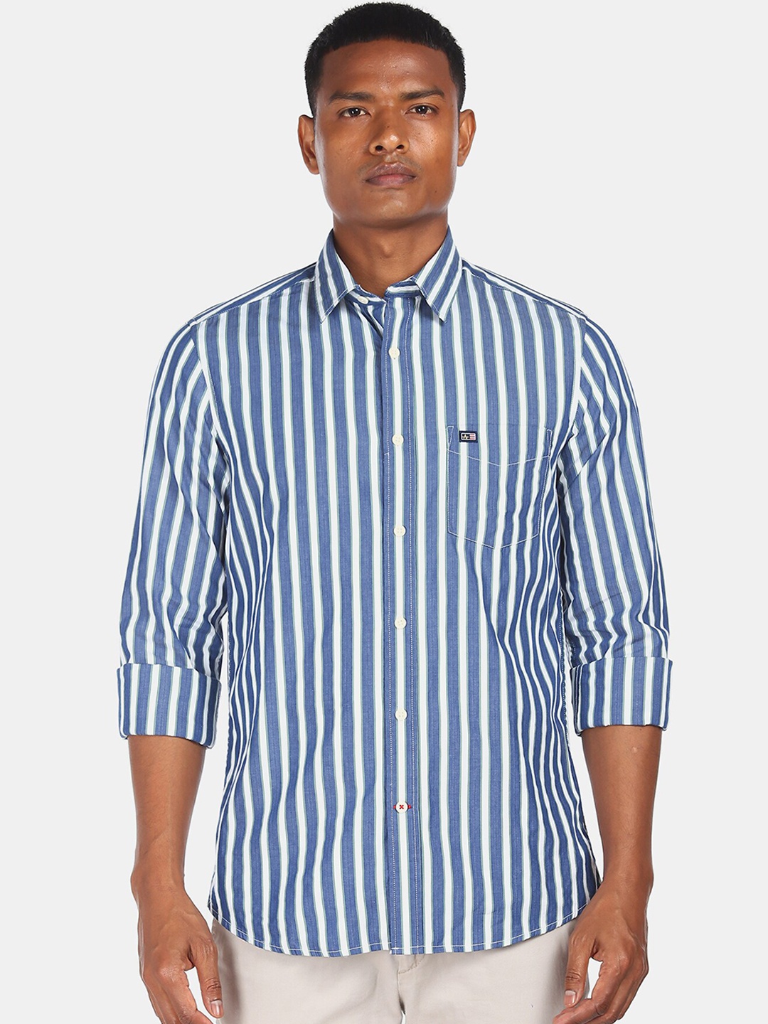 

Arrow Sport Men Blue & White Striped Casual Shirt