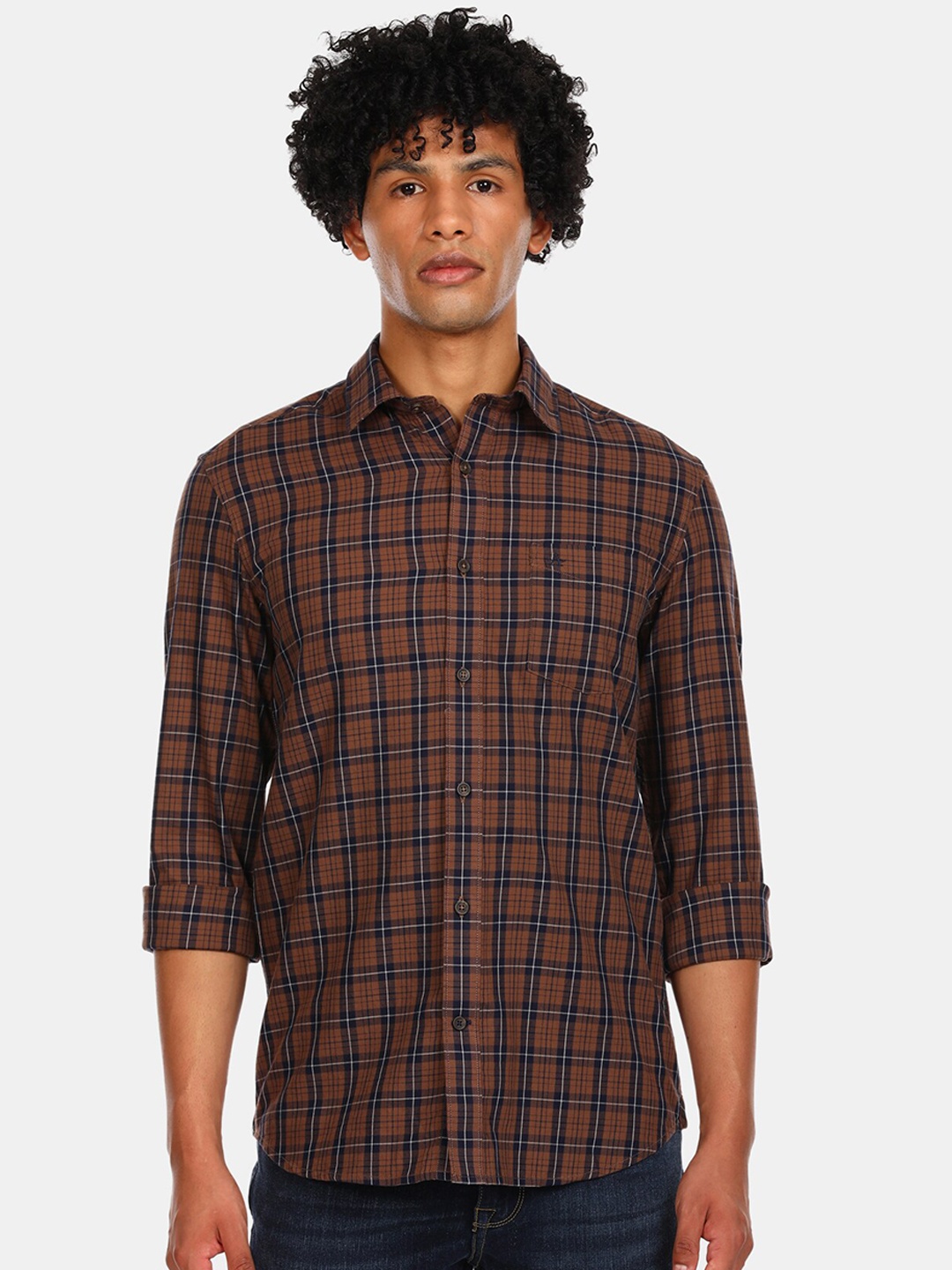 

Arrow Sport Men Brown Checked Casual Shirt