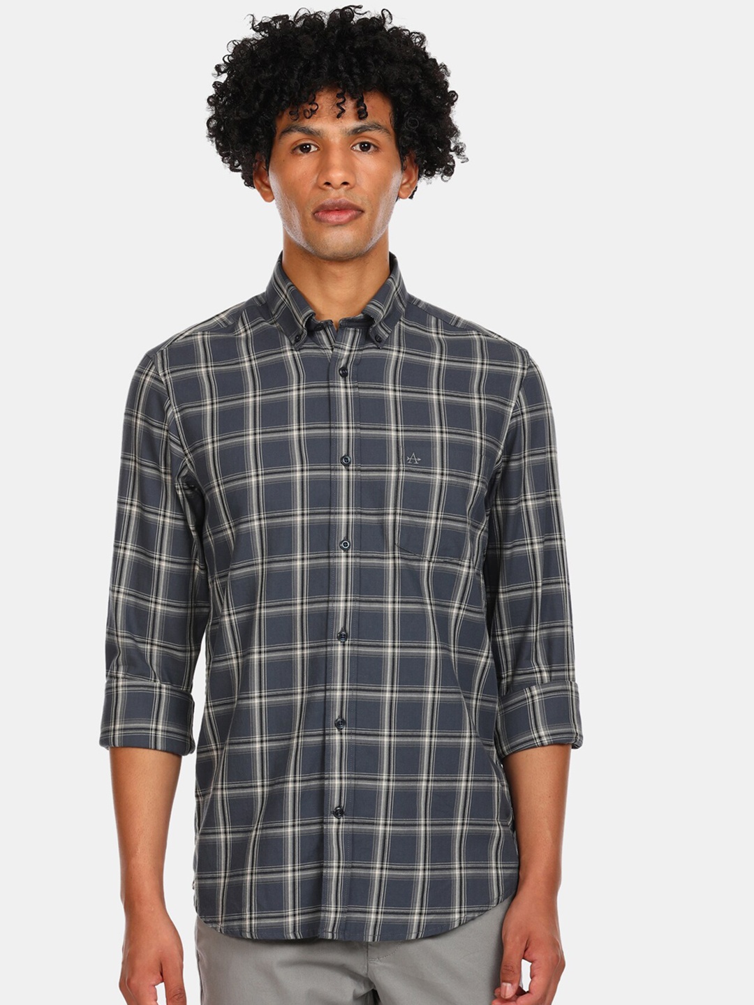 

Arrow Sport Men Grey Checked Casual Shirt