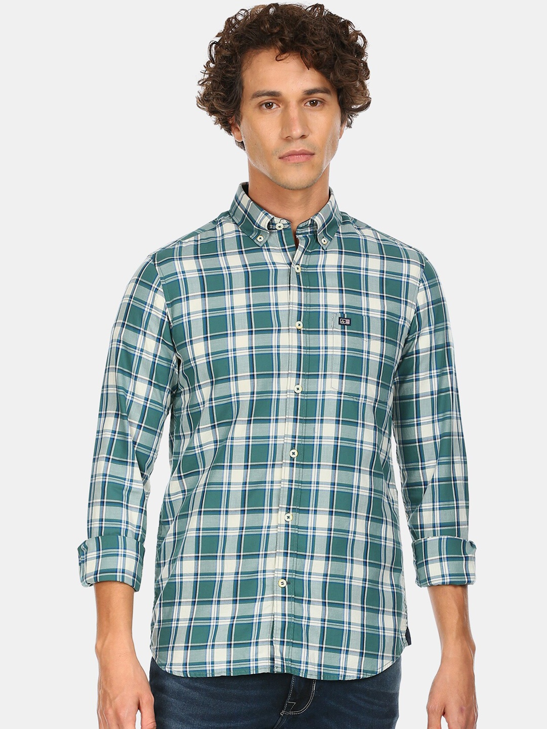 

Arrow Sport Men Green Tartan Checked Casual Shirt