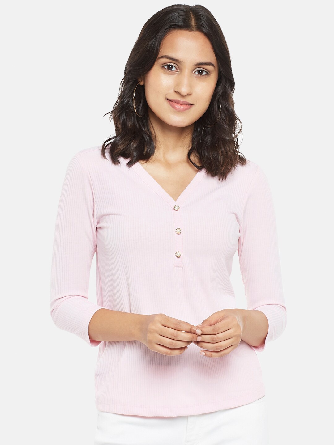 

Honey by Pantaloons Women Pink Shirt Style Top