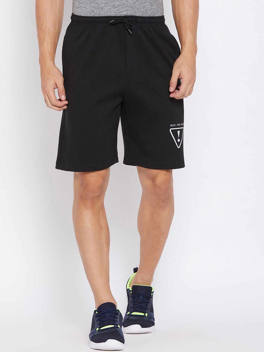 

Wear Your Mind Men Black Mid-Rise Sports Shorts