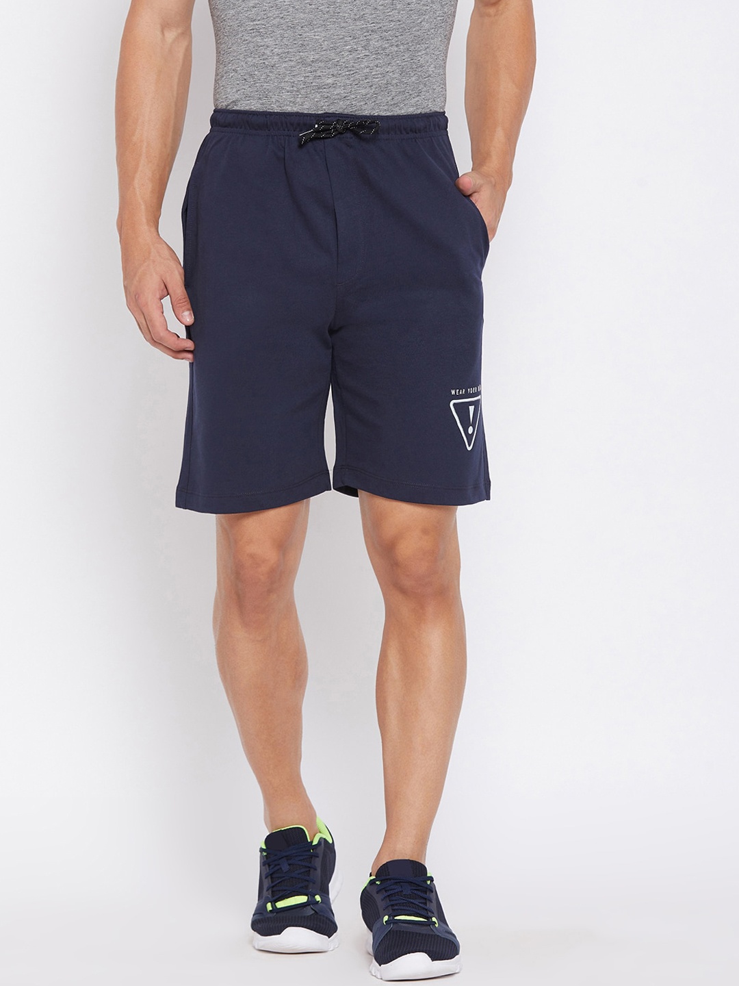 

Wear Your Mind Men Navy Blue Mid-Rise Sports Shorts