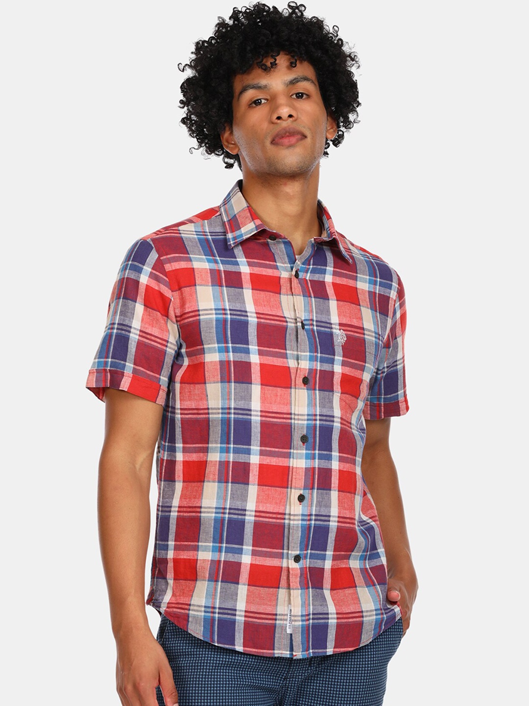 

U S Polo Assn Men Red Tartan Checked Casual Shirt