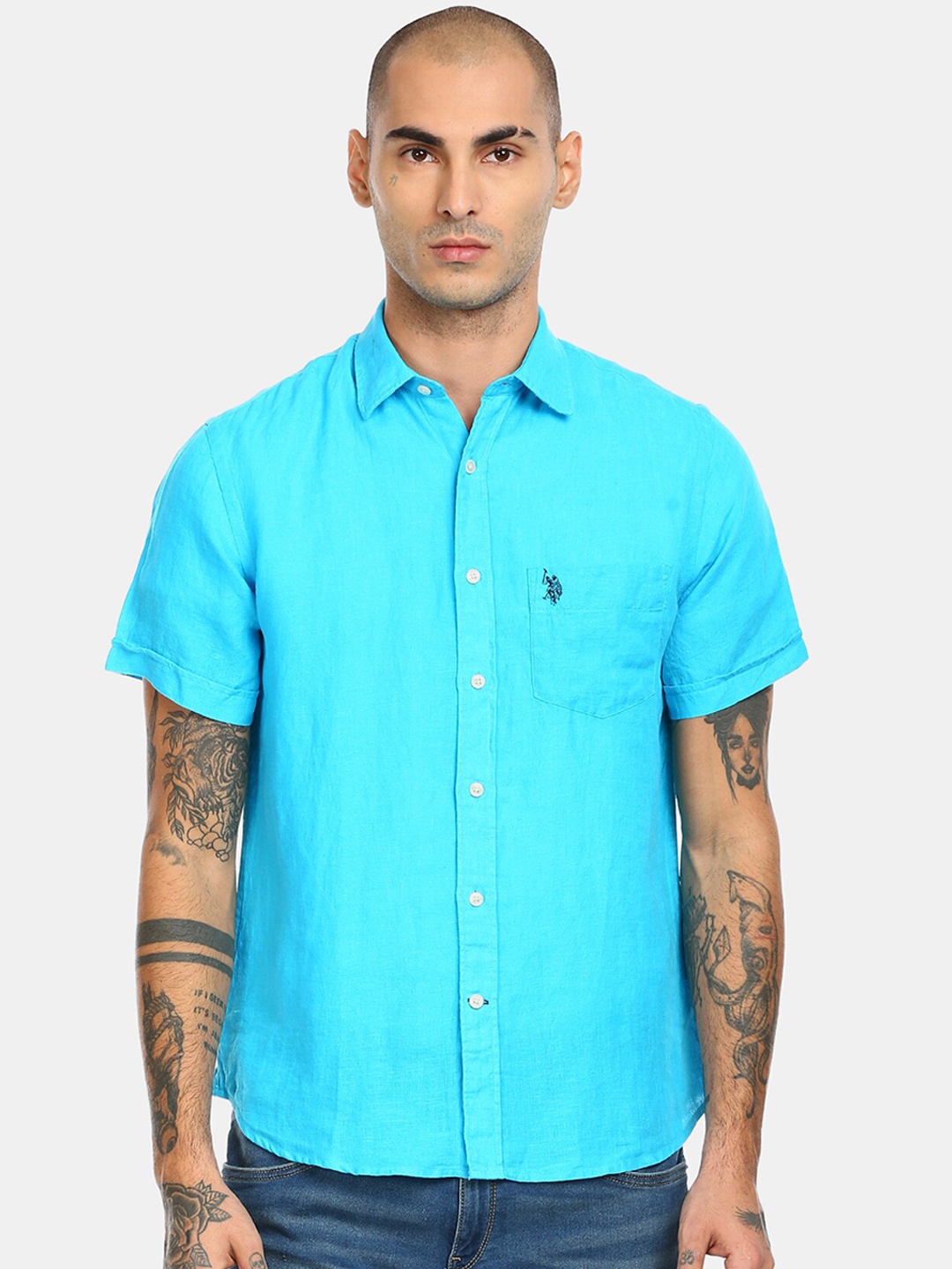 

U S Polo Assn Men Blue Casual Shirt