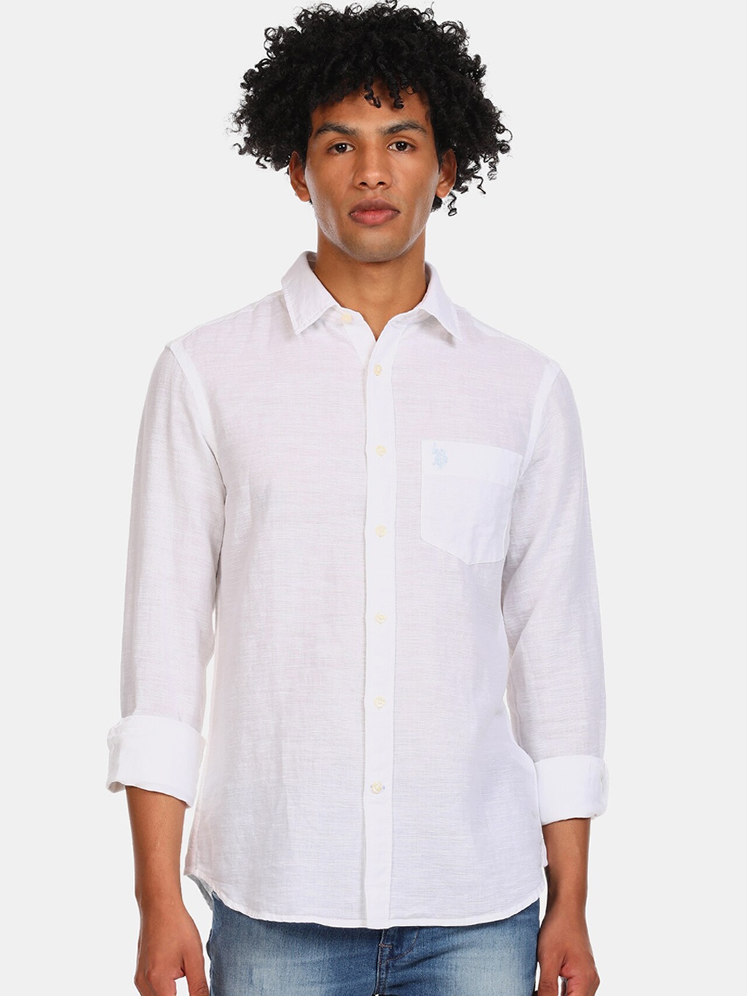 

U S Polo Assn Men White Casual Shirt