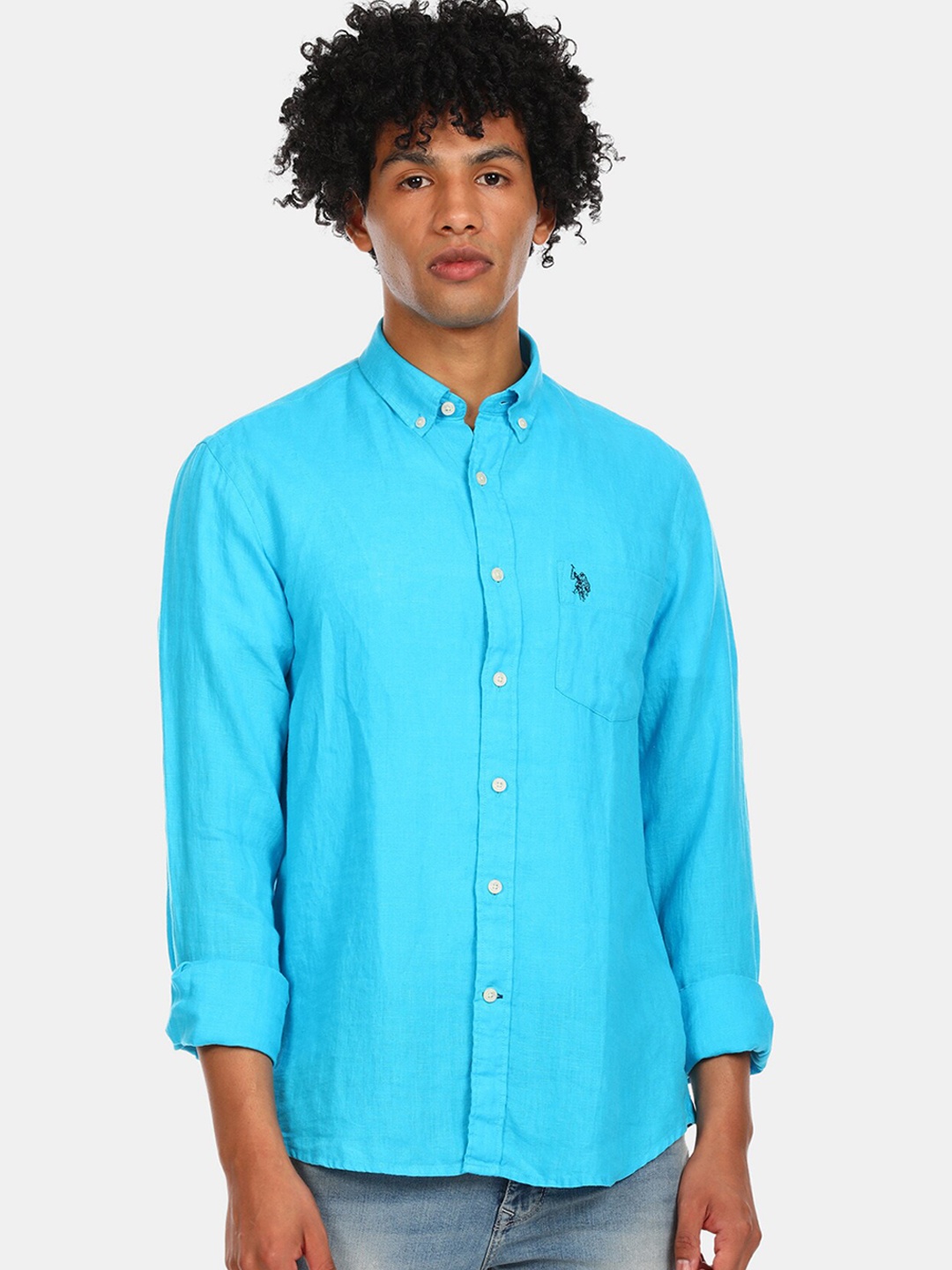 

U S Polo Assn Men Blue Casual Shirt