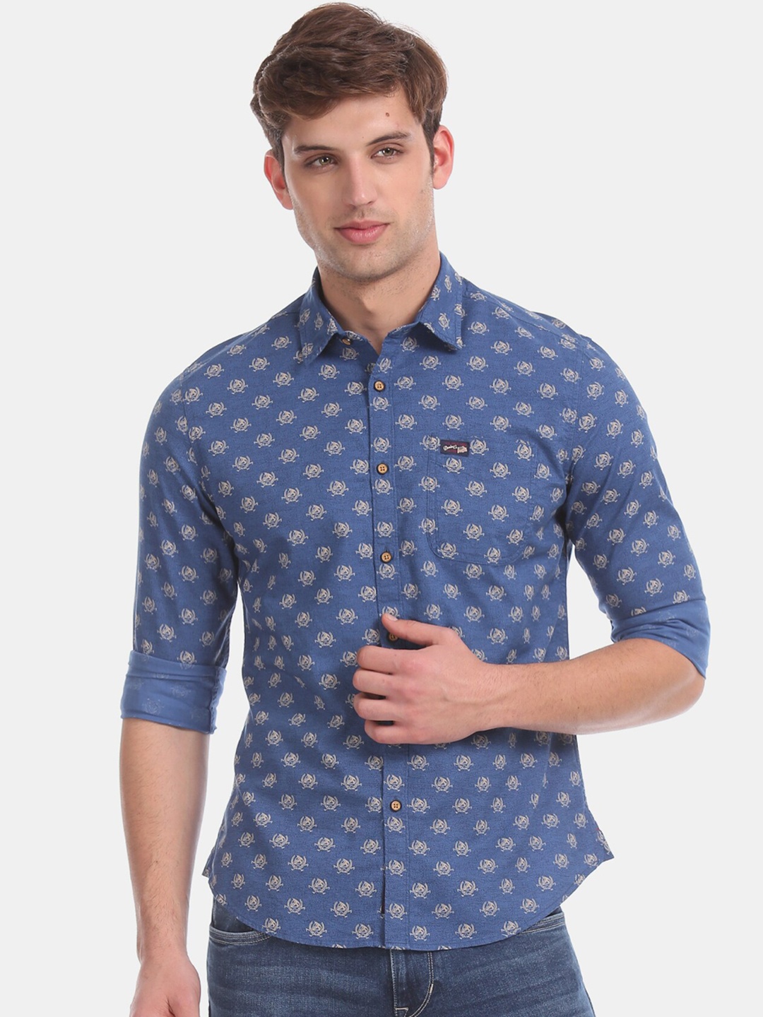 

U.S. Polo Assn. Denim Co. Men Blue Printed Casual Shirt