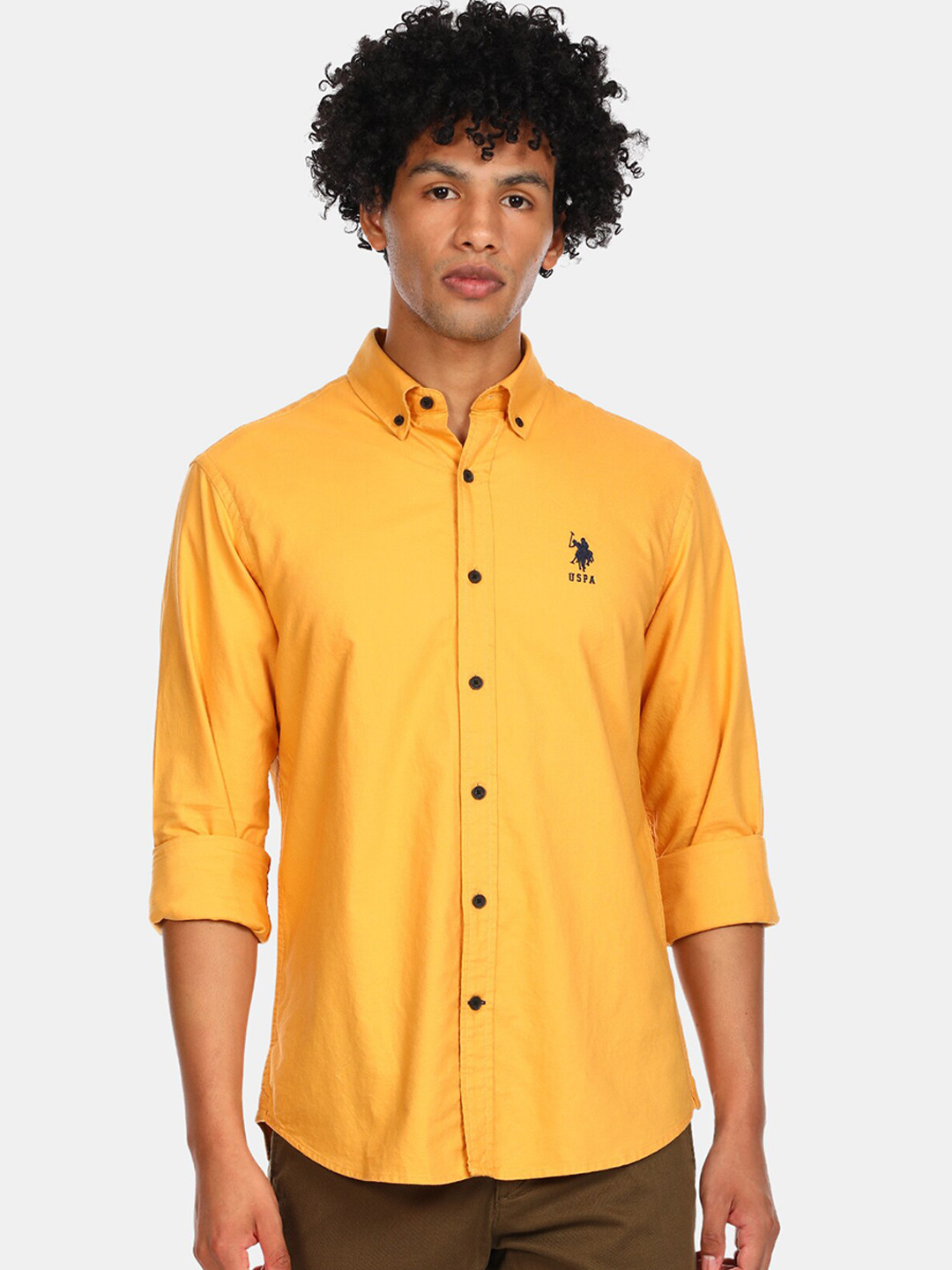 

U S Polo Assn Men Yellow Casual Shirt