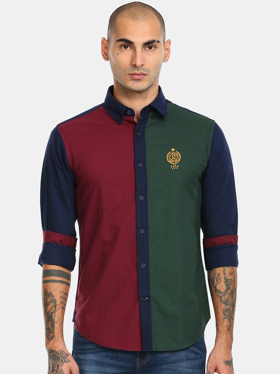 

U S Polo Assn Men Multicoloured Colourblocked Casual Shirt, Multi