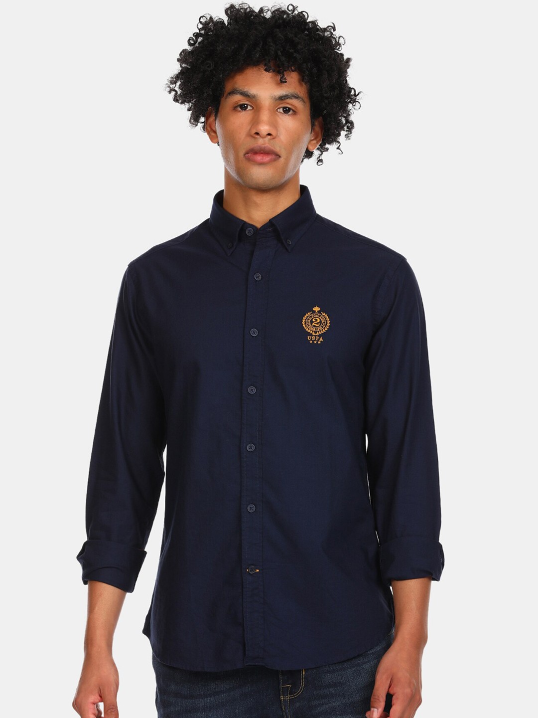 

U S Polo Assn Men Navy Blue Casual Shirt