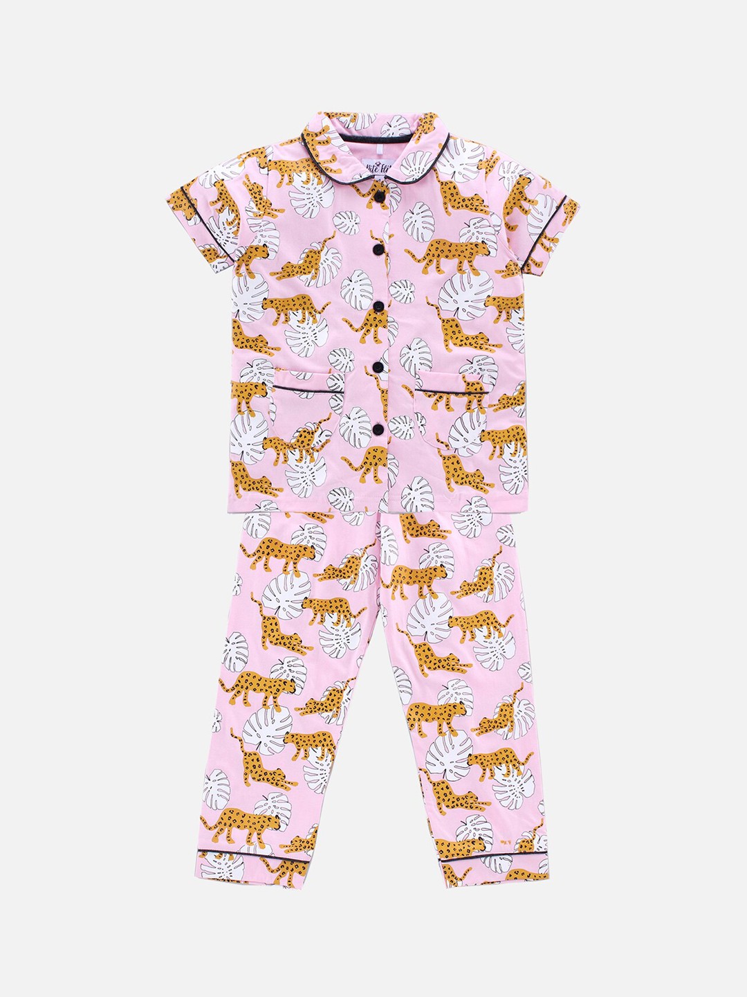 

Nite Flite Girls Pink & Brown Cheetah Printed Night suit