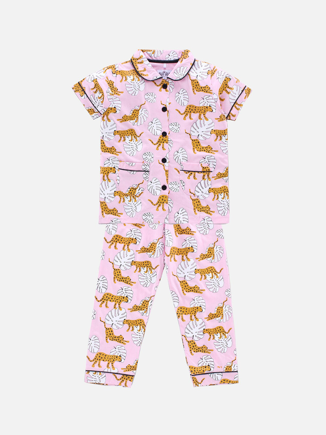 

Nite Flite Girls Pink & Brown Cheetah Printed Night suit