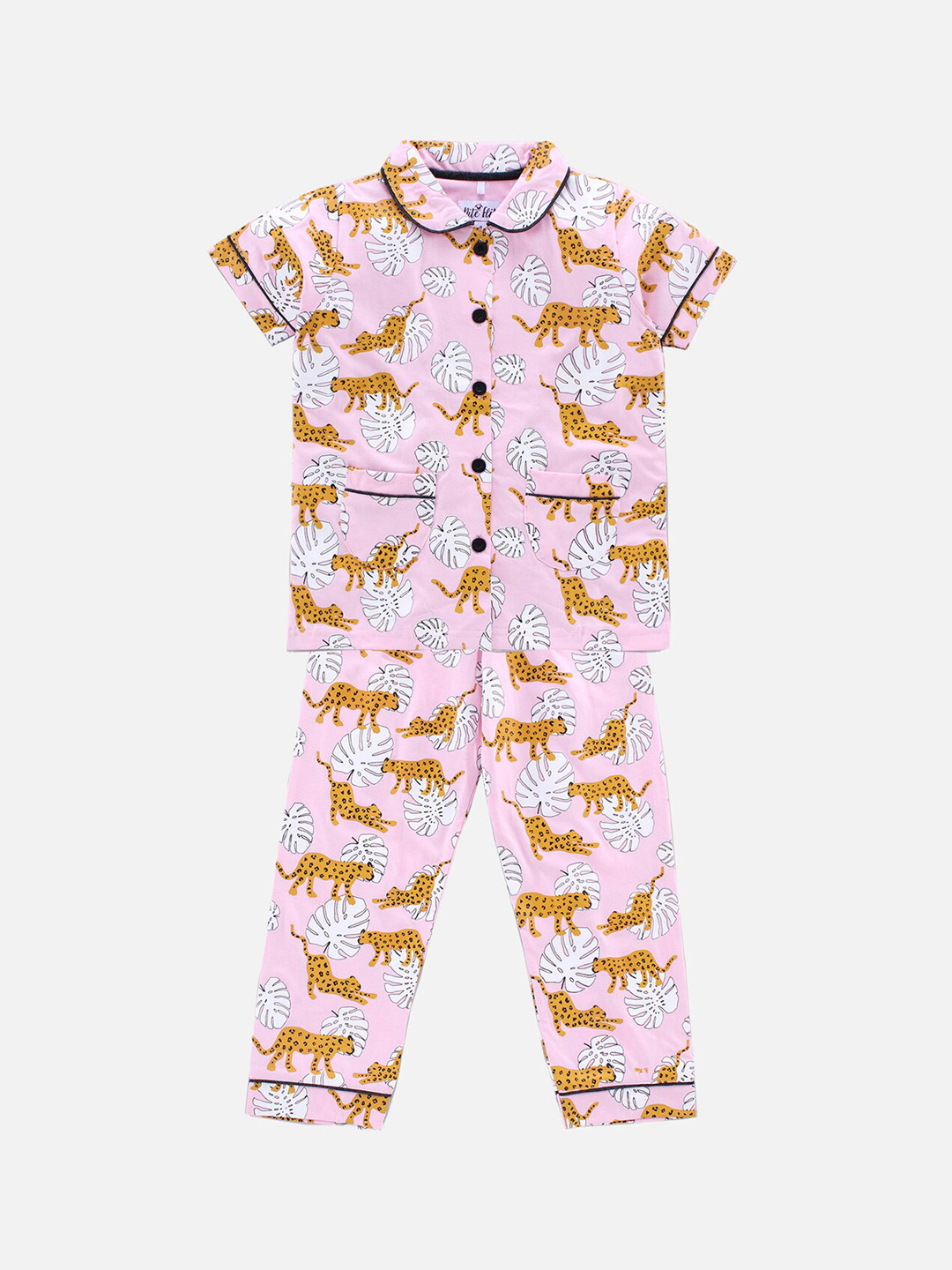 

Nite Flite Girls Pink & Brown Cheetah Printed Night suit