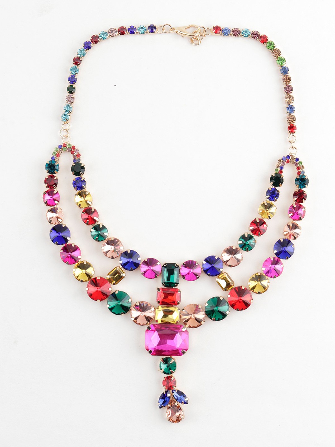 

ODETTE Women Multicolored Metal Layered Necklace, Multi