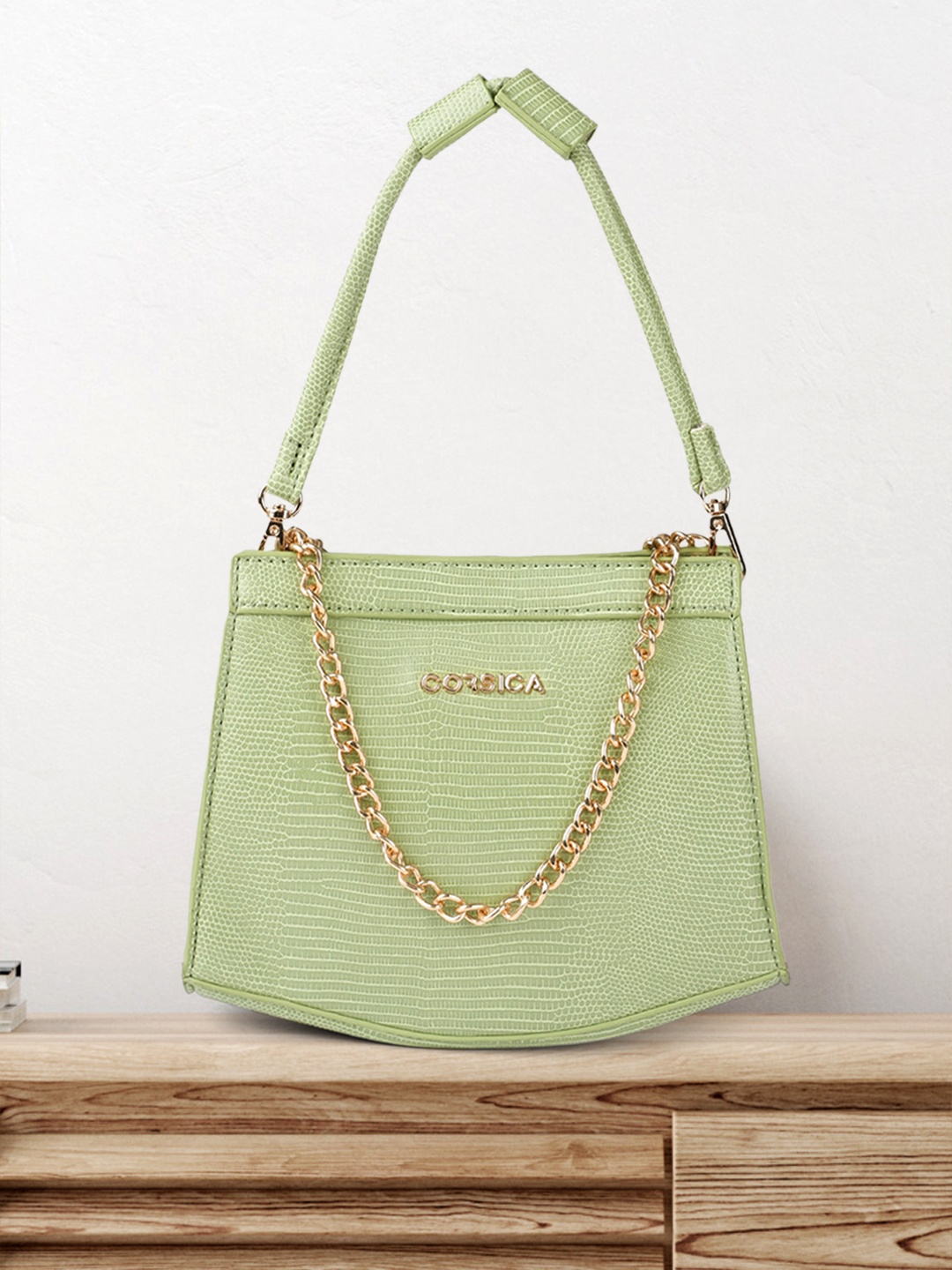 

CORSICA Green Textured Shoulder Bag