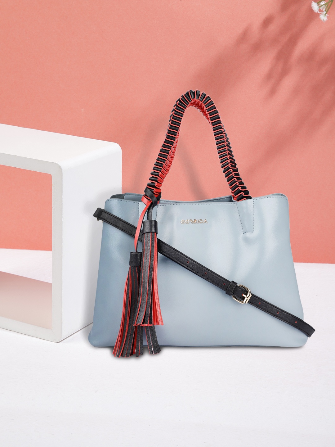 

CORSICA Blue PU Structured Handheld Bag